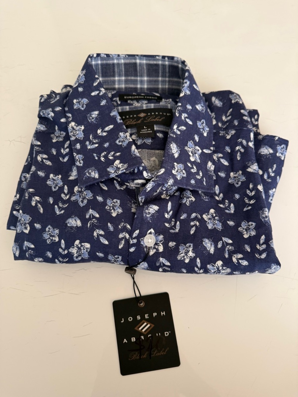 Joseph Abboud Navy Blue Floral Casual Button-Down Shirt